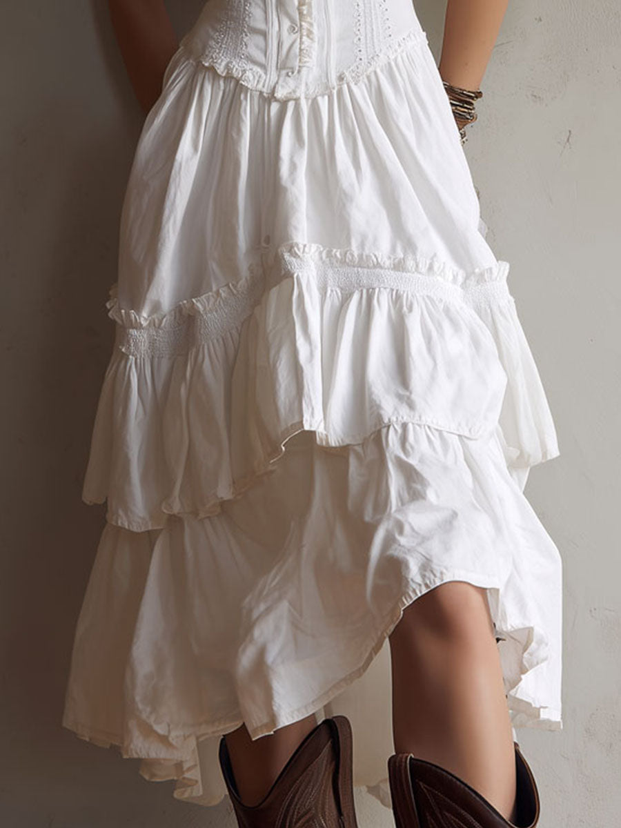 BRISA - VESTIDO BOHO CORSÉ CON FALDA DE VOLANTES