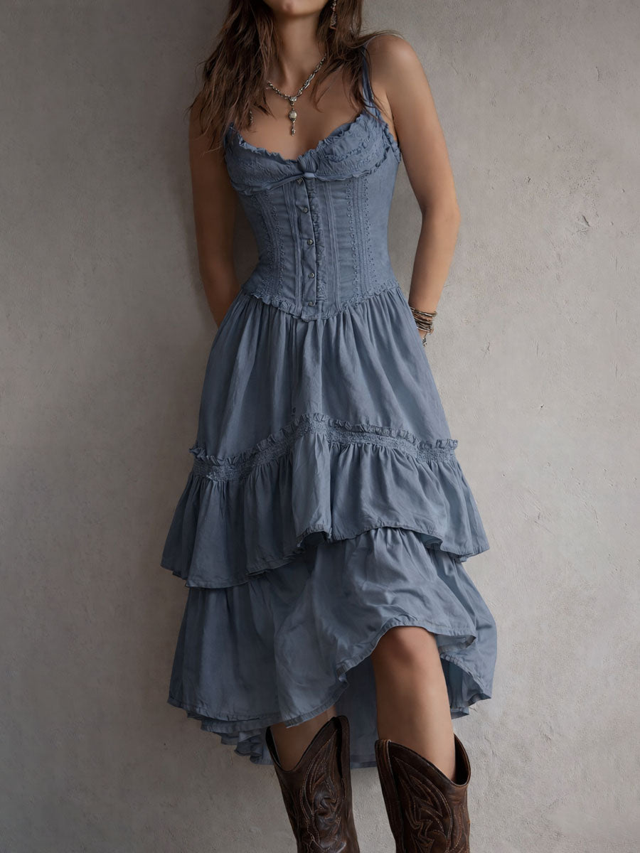 BRISA - VESTIDO BOHO CORSÉ CON FALDA DE VOLANTES