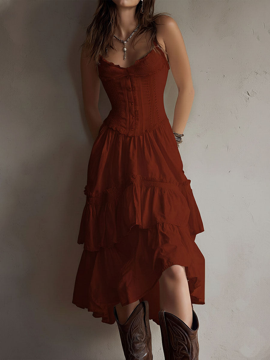BRISA - VESTIDO BOHO CORSÉ CON FALDA DE VOLANTES