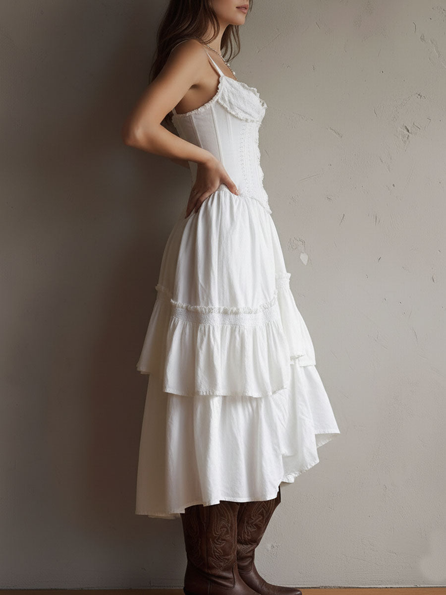 BRISA - VESTIDO BOHO CORSÉ CON FALDA DE VOLANTES