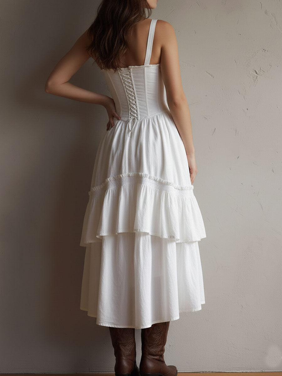 BRISA - VESTIDO BOHO CORSÉ CON FALDA DE VOLANTES
