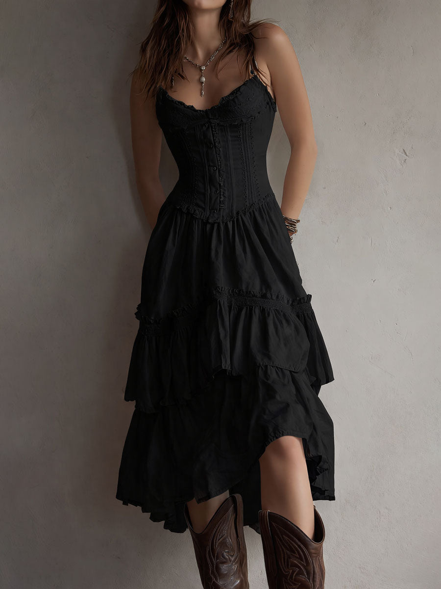 BRISA - VESTIDO BOHO CORSÉ CON FALDA DE VOLANTES