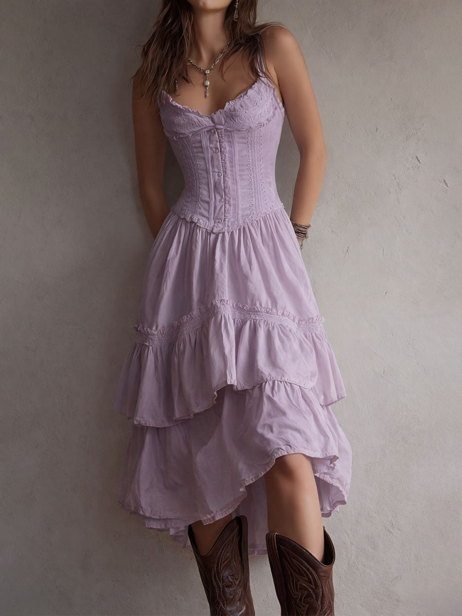 BRISA - VESTIDO BOHO CORSÉ CON FALDA DE VOLANTES