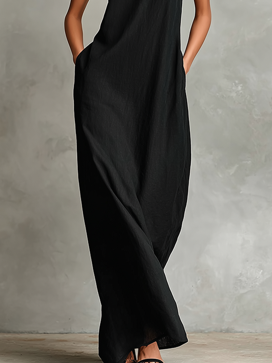 CALA - VESTIDO MAXI MINIMALISTA CON CUELLO ALTO