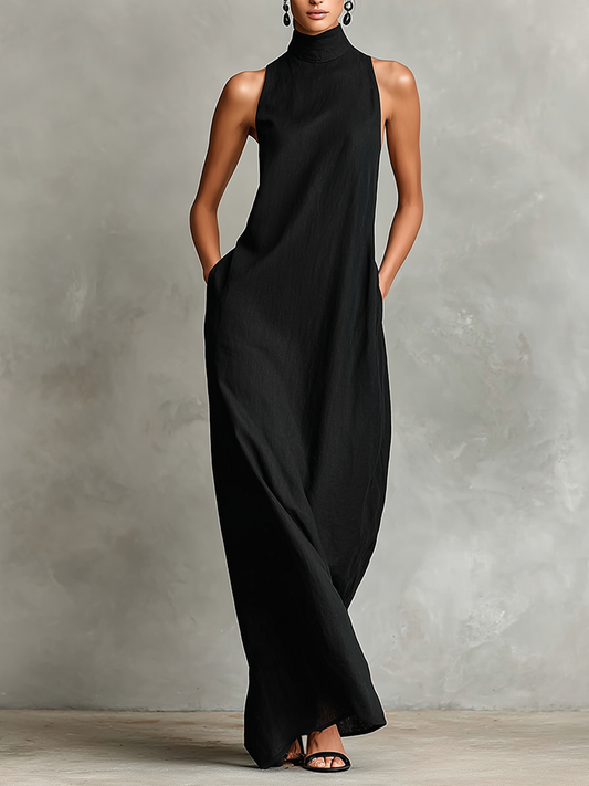 CALA - VESTIDO MAXI MINIMALISTA CON CUELLO ALTO