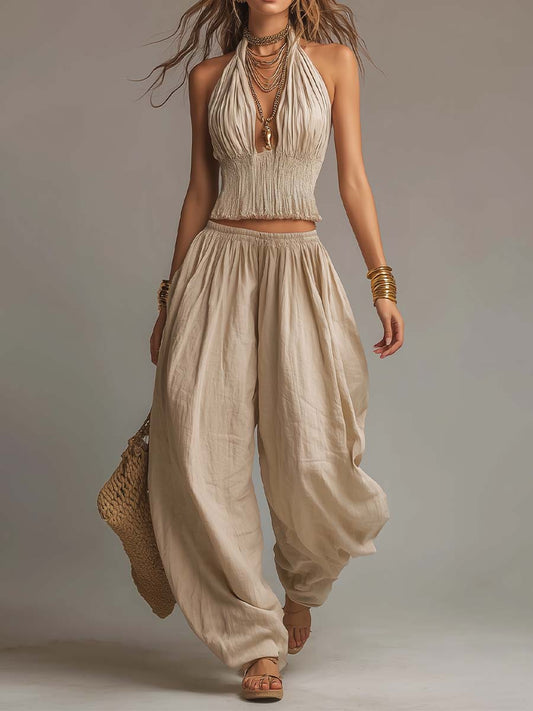 CARMEN - CONJUNTO BOHO DOS PIEZAS HALTER DRAPEADO