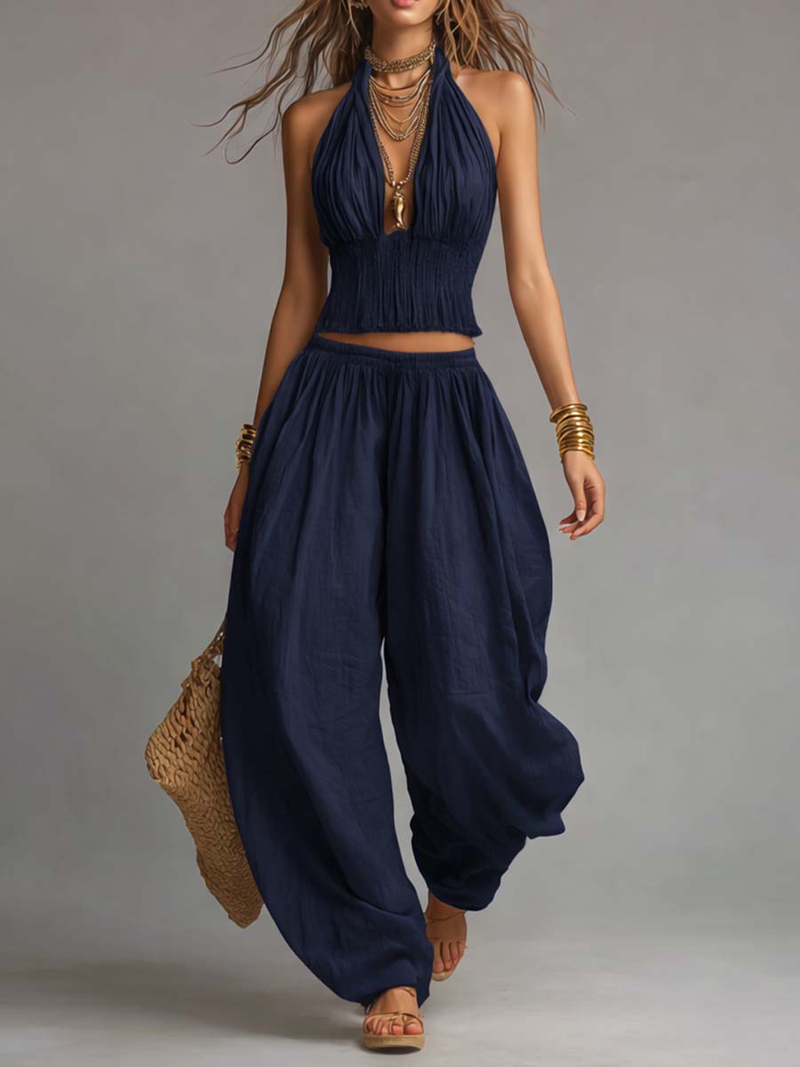 CARMEN - CONJUNTO BOHO DOS PIEZAS HALTER DRAPEADO