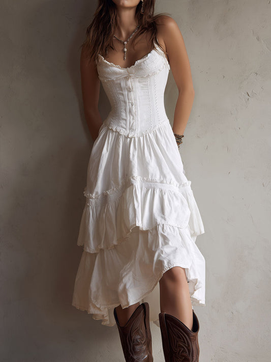 BRISA - VESTIDO BOHO CORSÉ CON FALDA DE VOLANTES