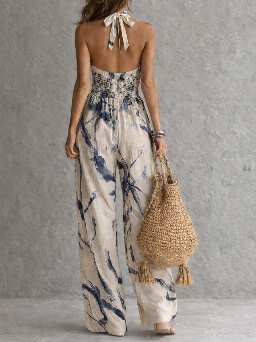 SELENA | MONO HALTER CON ESTAMPADO ABSTRACTO
