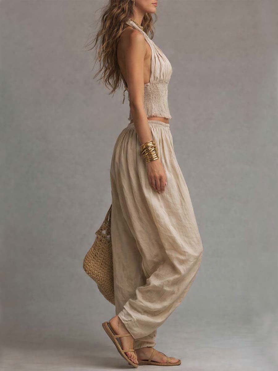 CARMEN - CONJUNTO BOHO DOS PIEZAS HALTER DRAPEADO