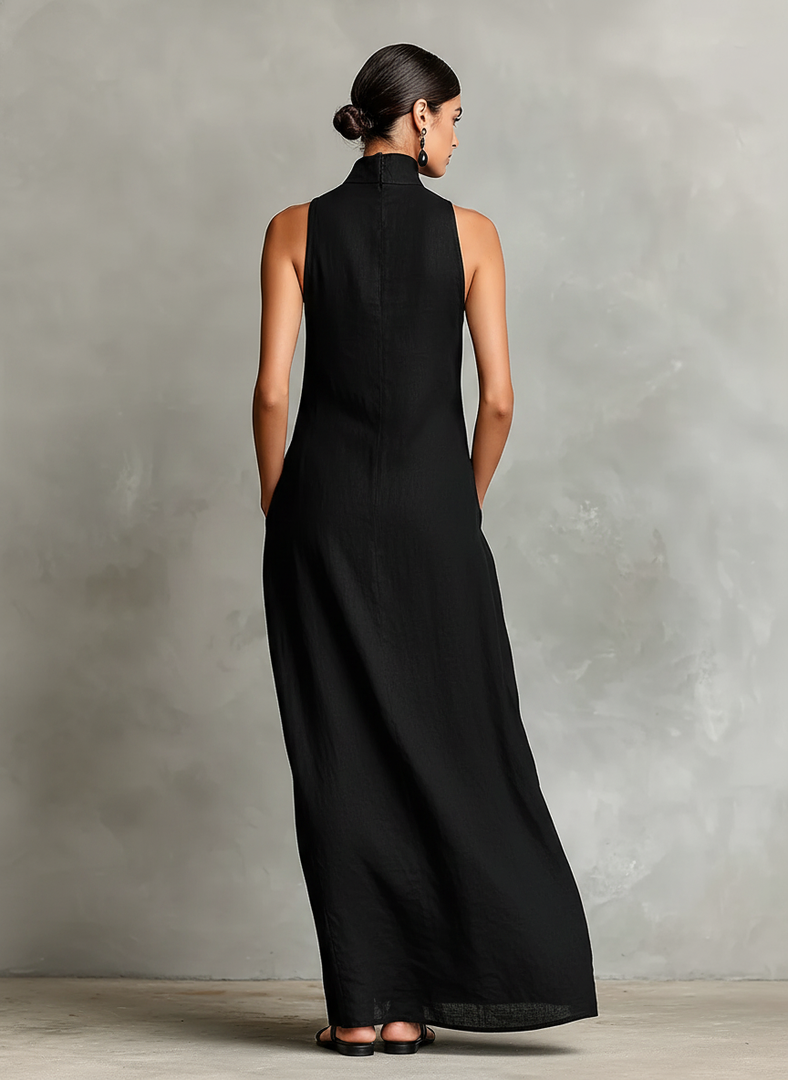 CALA - VESTIDO MAXI MINIMALISTA CON CUELLO ALTO