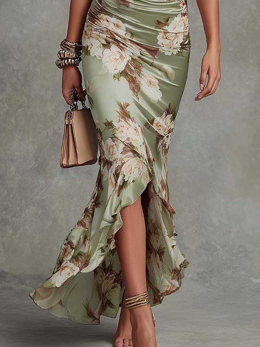 GIA - VESTIDO MIDI SATINADO FLORAL