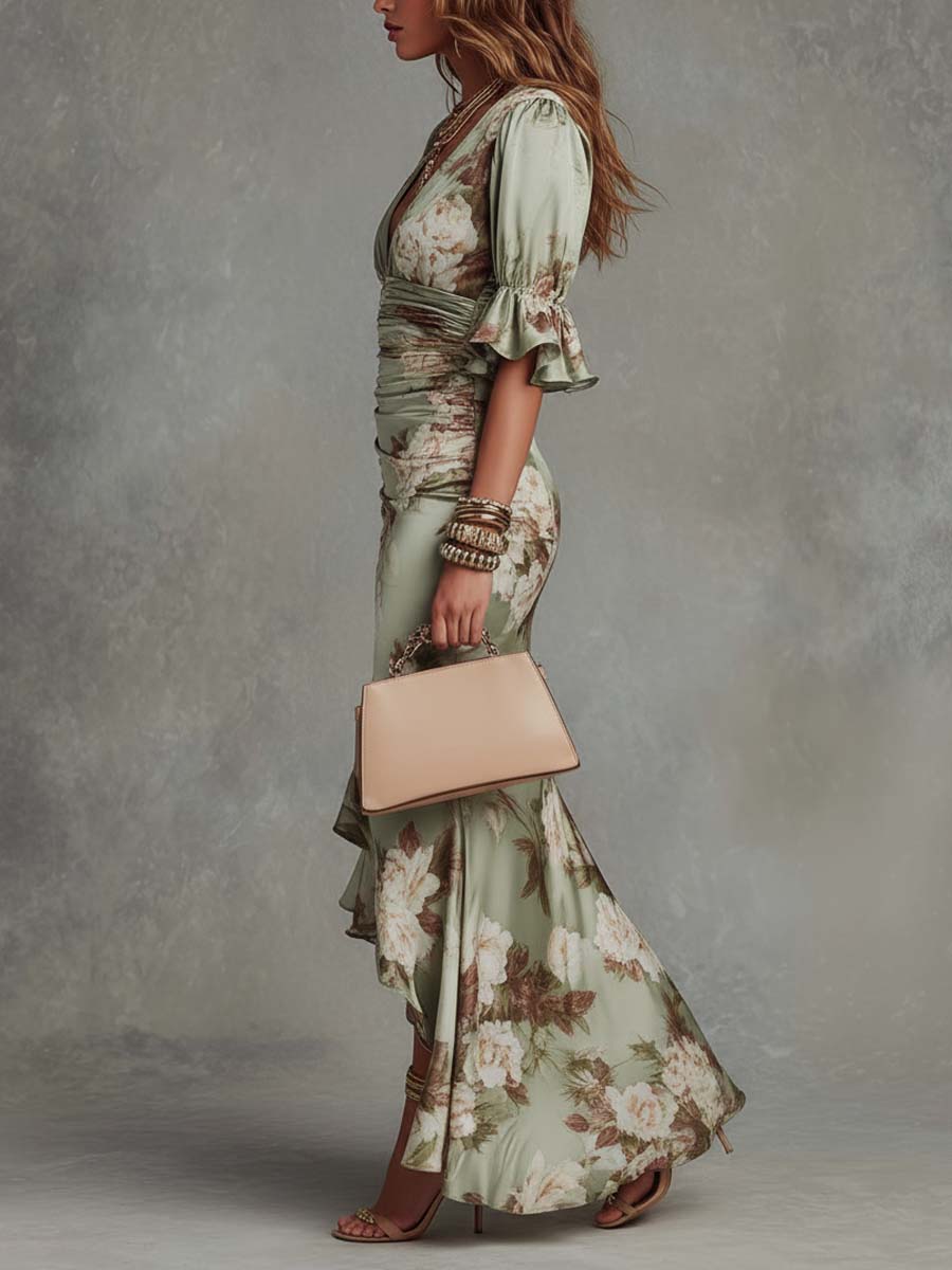 GIA - VESTIDO MIDI SATINADO FLORAL