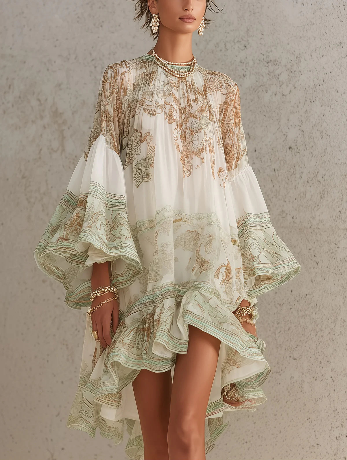 VALERIA - MINIVESTIDO CON ESTAMPADO ORNAMENTAL