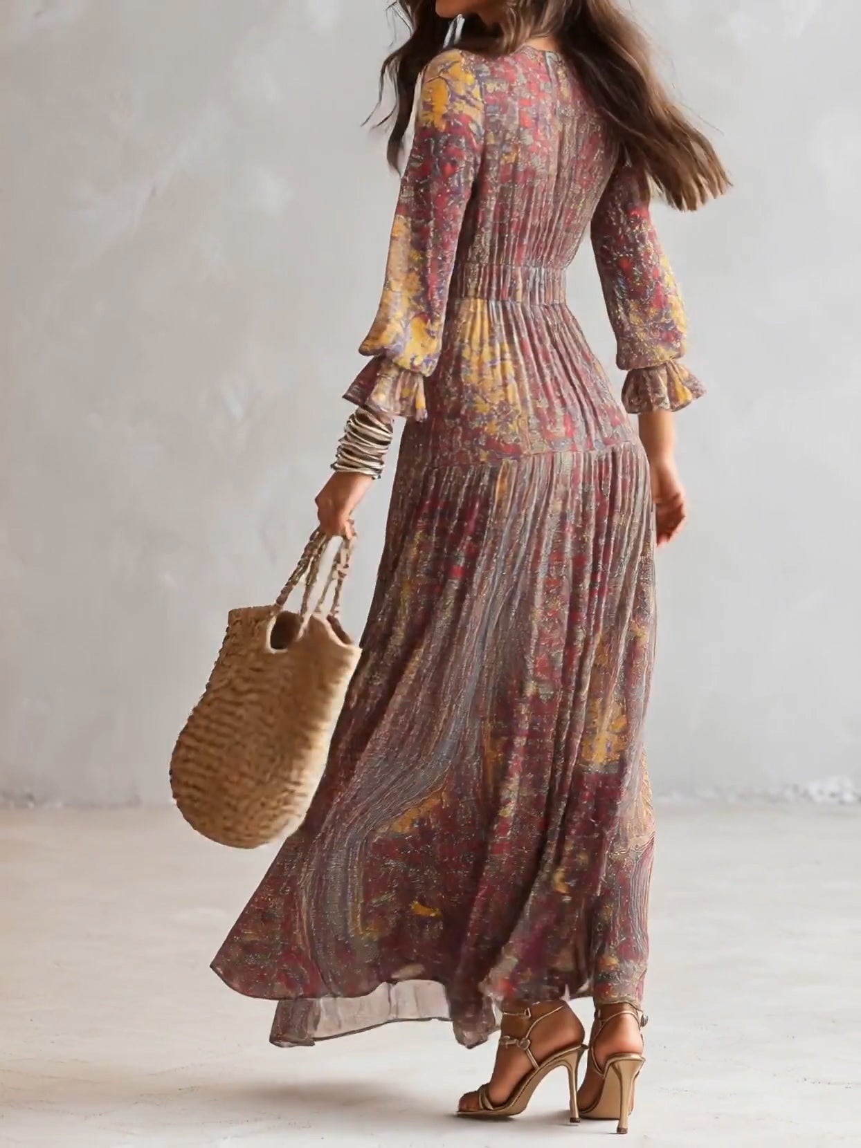 MIRANDA - VESTIDO MAXI BOHO CON ESTAMPADO PAISLEY