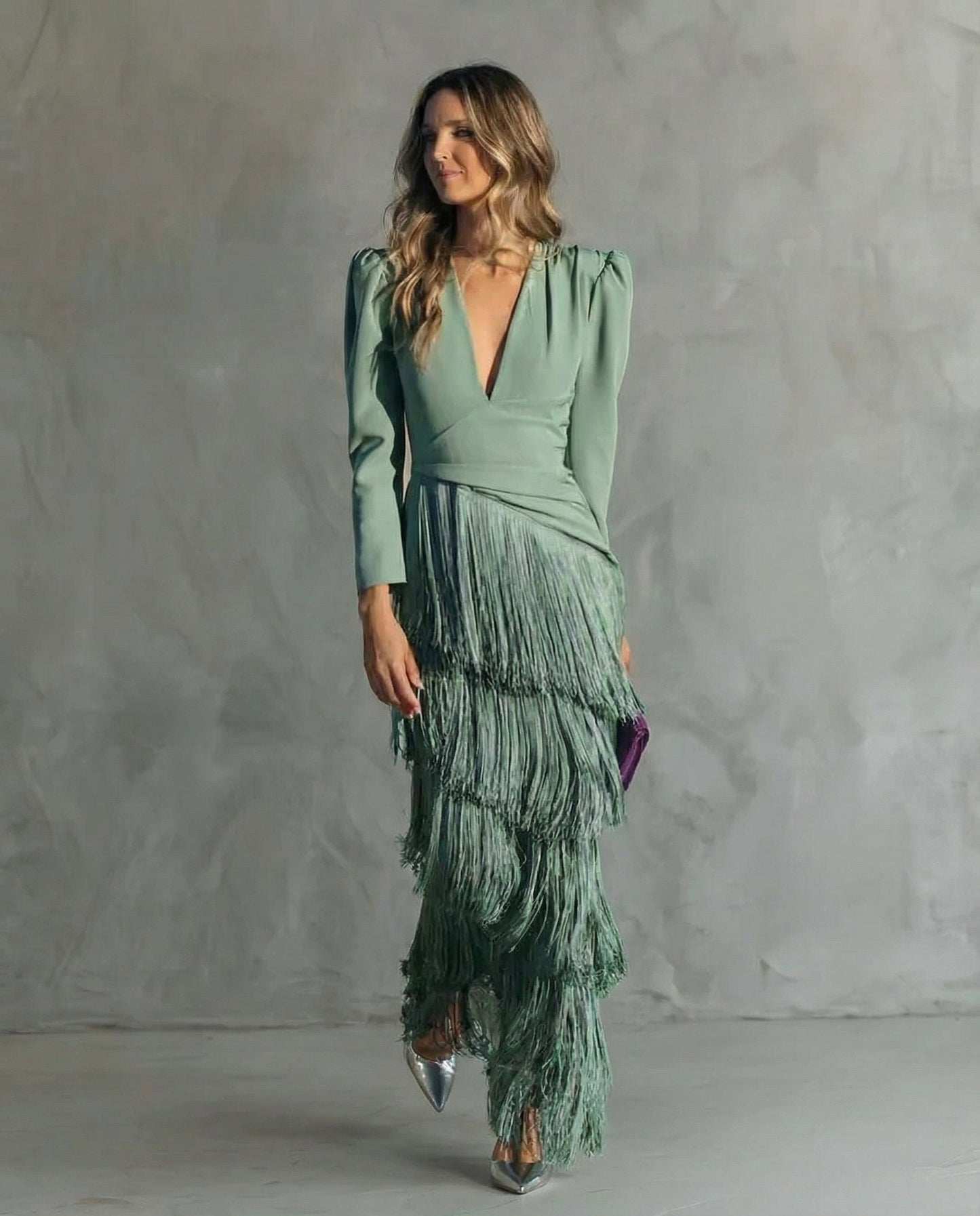 CLARA - VESTIDO MIDI CON FLECOS