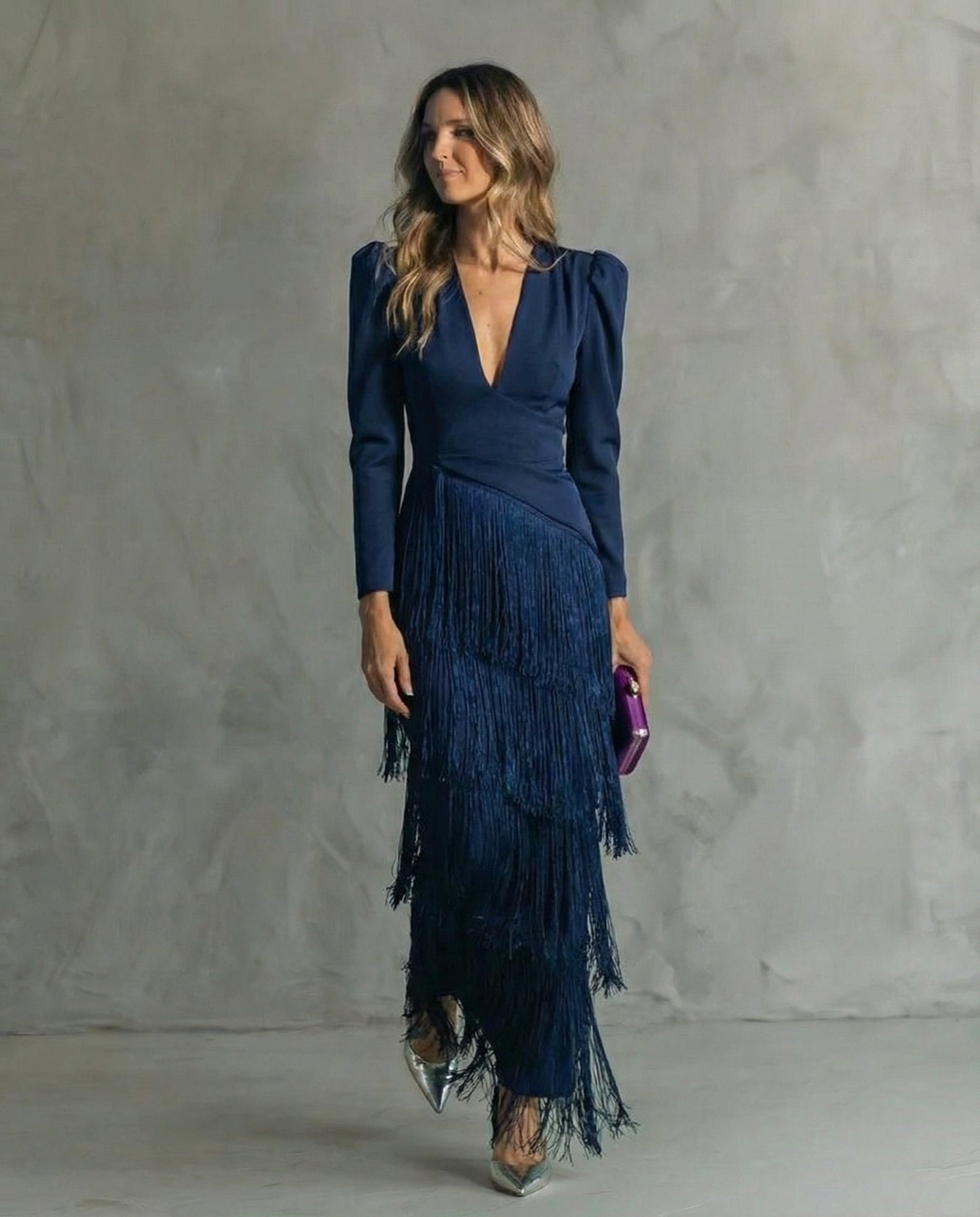 CLARA - VESTIDO MIDI CON FLECOS