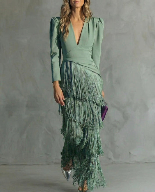 CLARA - VESTIDO MIDI CON FLECOS